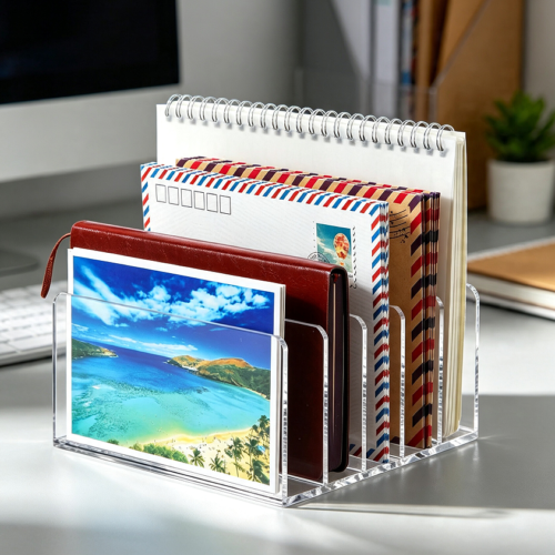 Five-Compartment Acrylic Mail Sorter for Desk