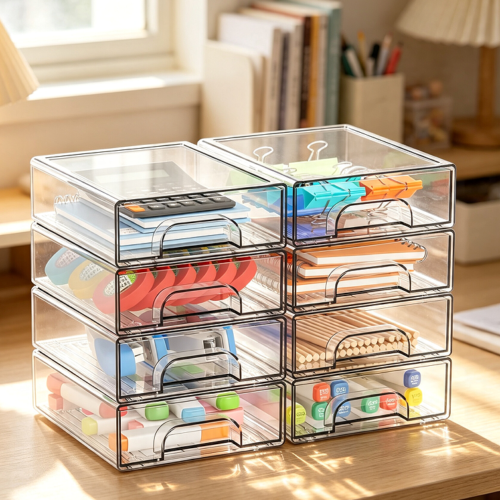 Eight-Pack of Stackable Acrylic Drawer Organisers