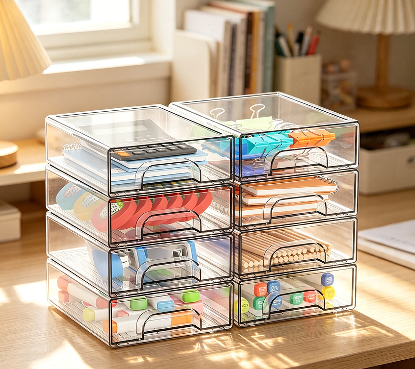 Eight-Pack of Stackable Acrylic Drawer Organisers