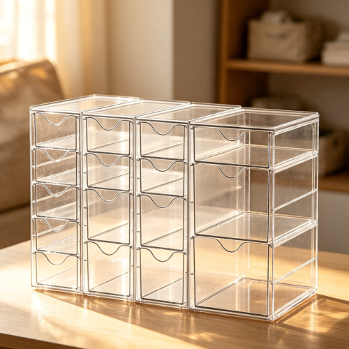 Four-Pack Acrylic Storage Unit with Sixteen Drawers