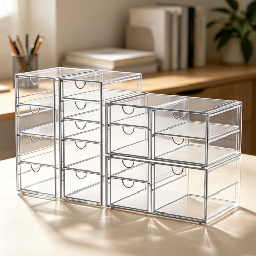 Four-Piece Desktop Storage Organiser with Sixteen Drawers