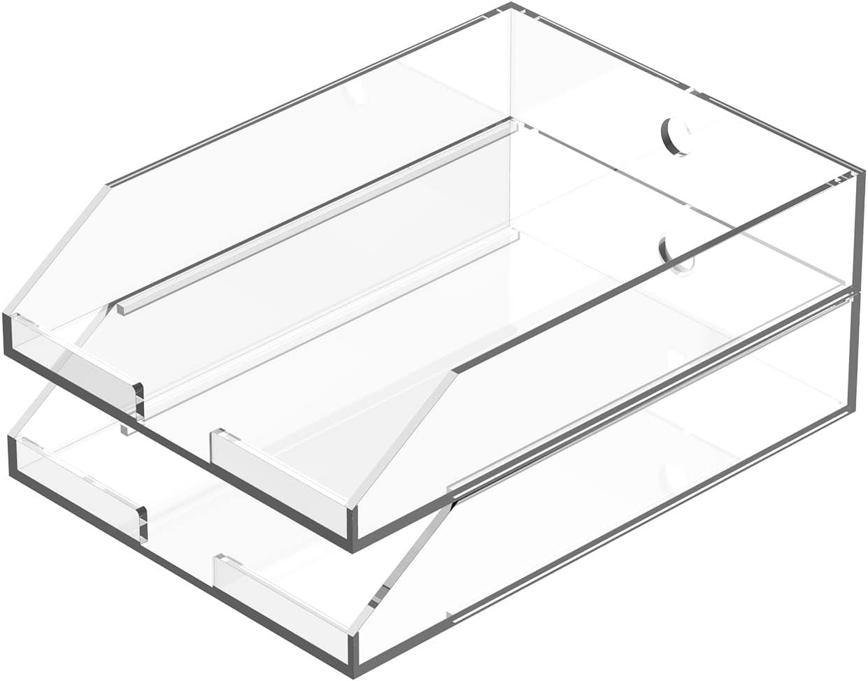 Two-Pack Stackable Clear Acrylic Paper Trays