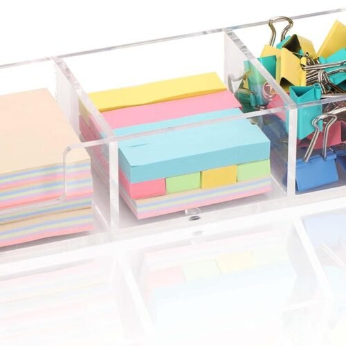 Three-Compartment Acrylic Sticky Note Holder and Dispenser