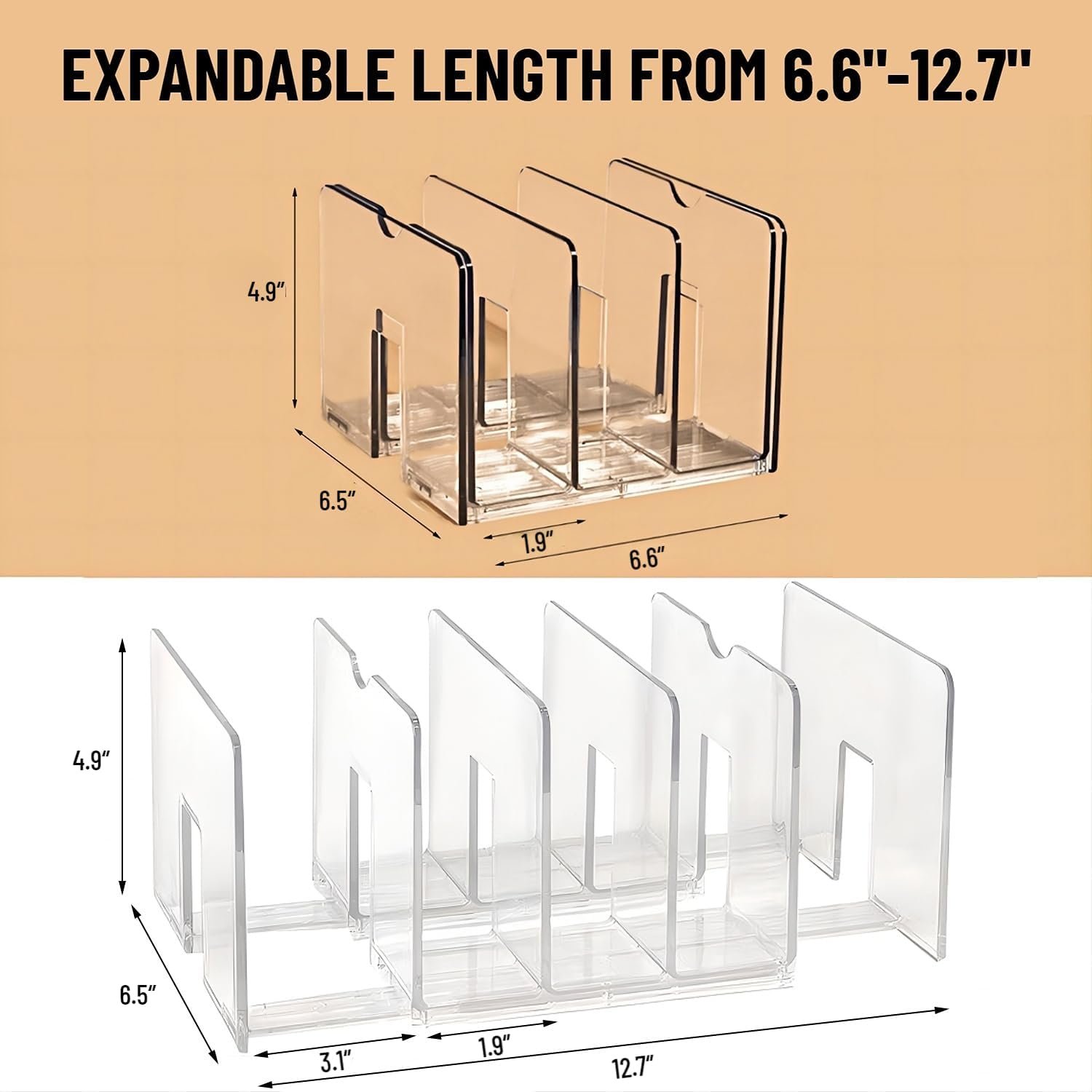 Two-Pack Expandable Acrylic File Sorter with Five Sections - Image 2