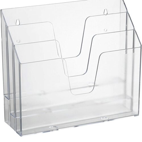 Triple Horizontal Clear Acrylic File Folder Holder