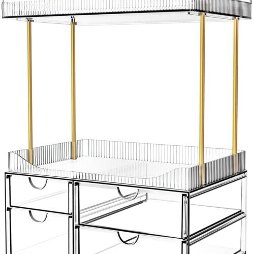 Four-Tier Clear Makeup Storage Drawer Unit