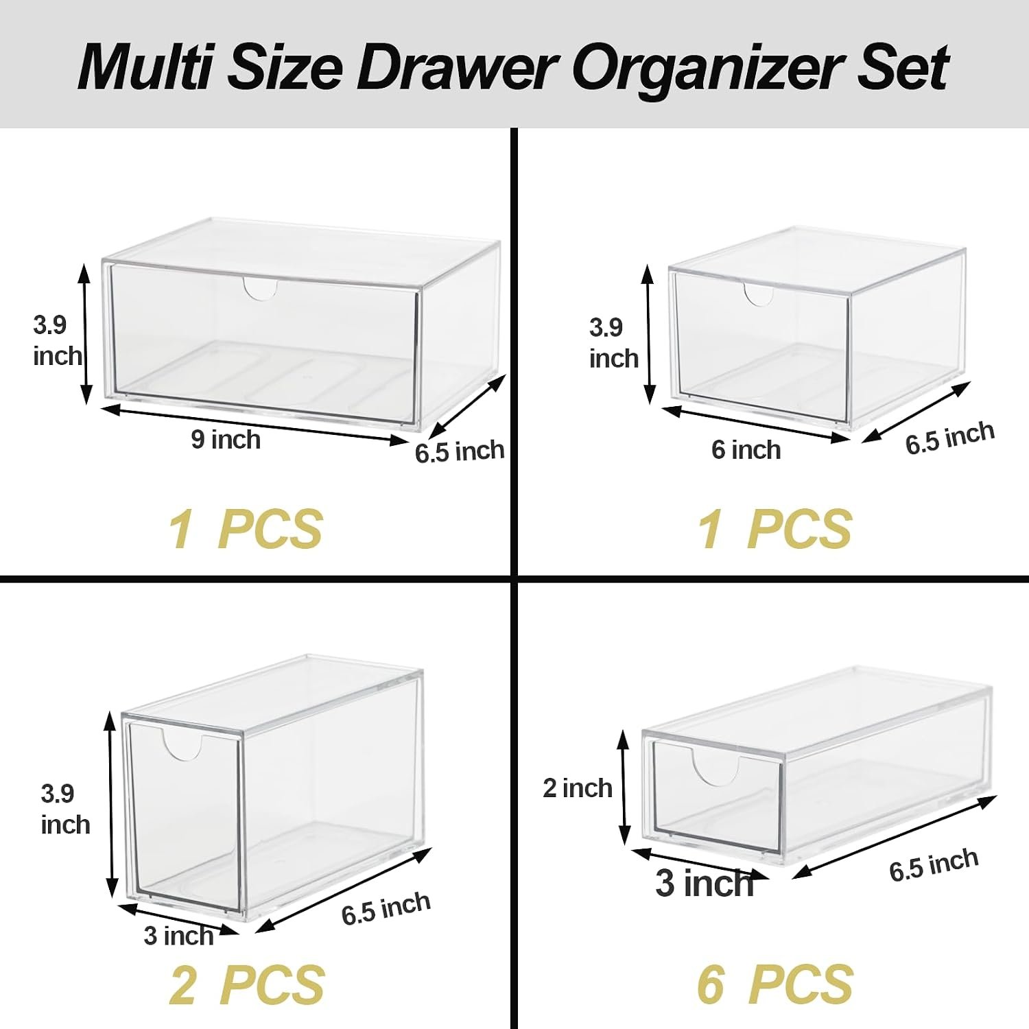 Stackable Acrylic Storage Organiser with Ten Drawers - Image 2