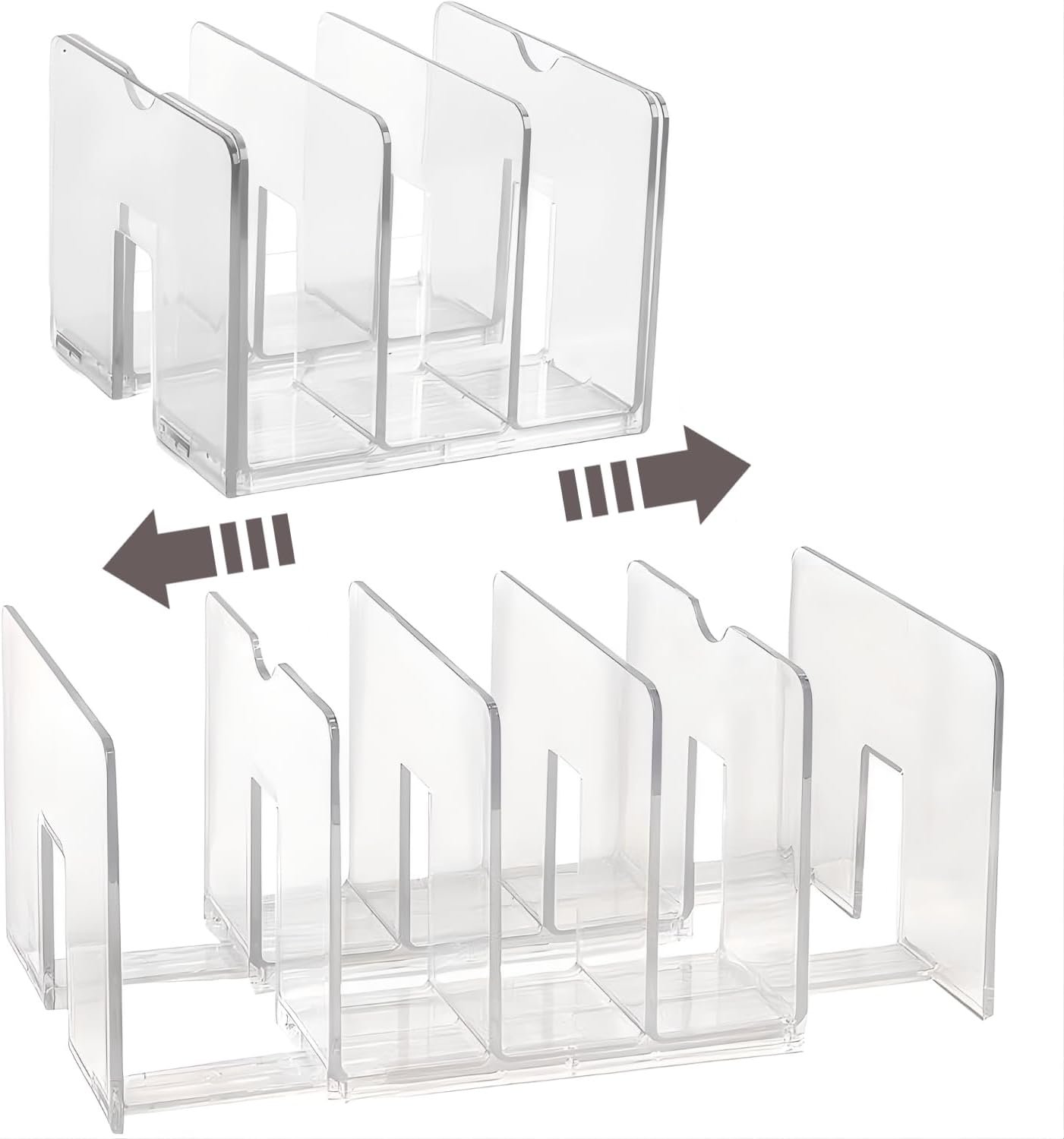 Two-Pack Expandable Acrylic File Sorter with Five Sections