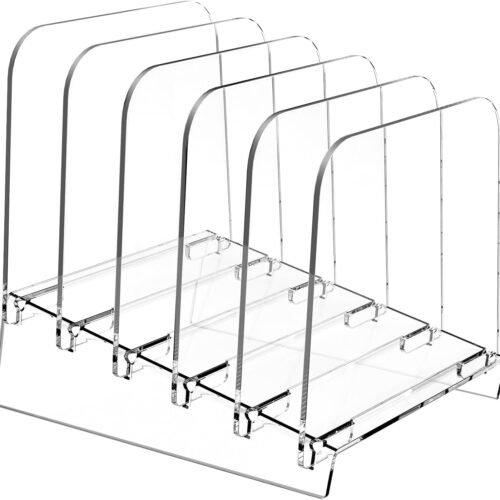 Five-Section Vertical Acrylic File Stand for Desk