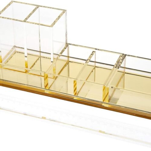 Four-Piece Acrylic Desk Organiser Kit with Ruler