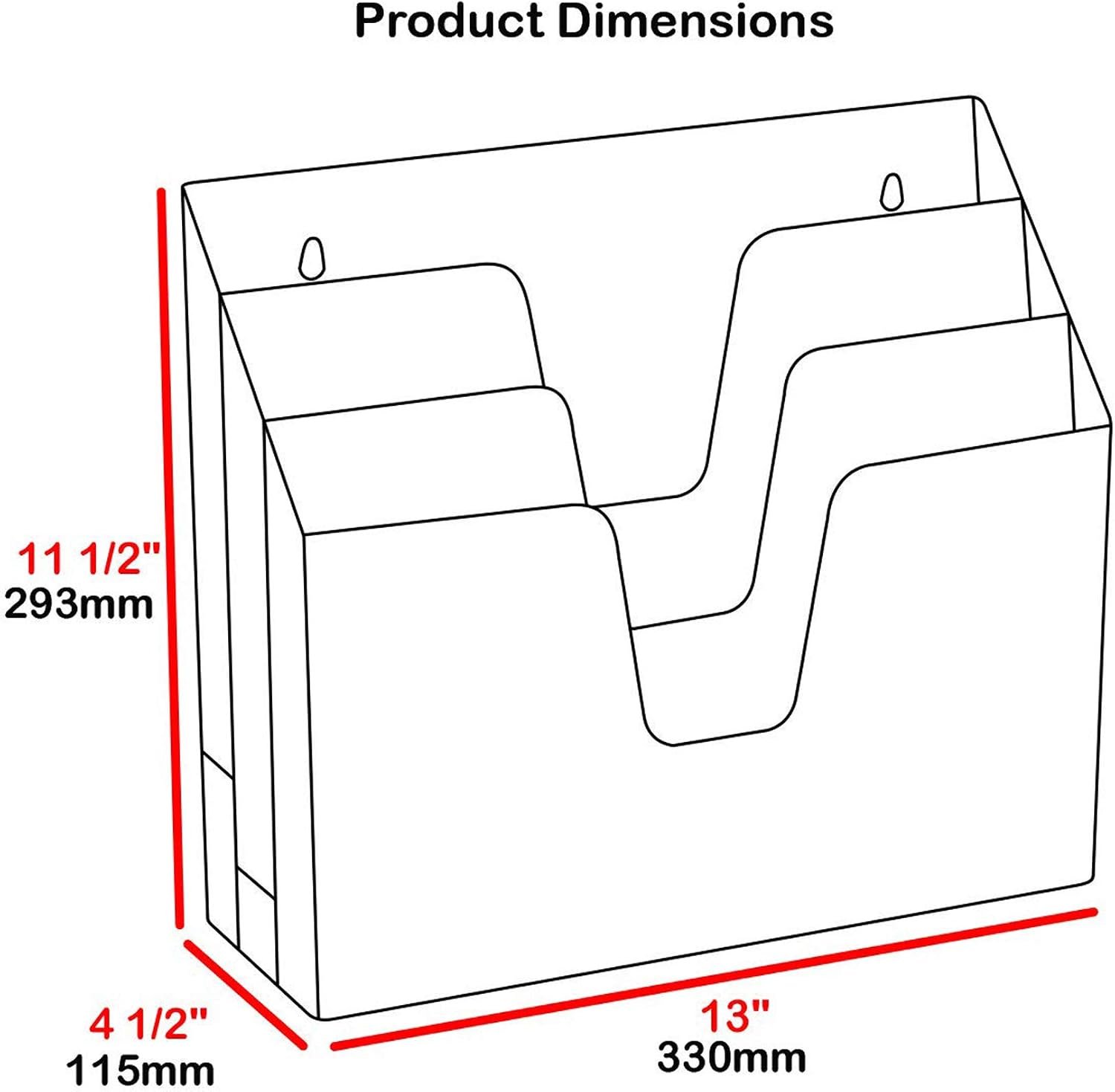 Triple Horizontal Clear Acrylic File Folder Holder - Image 2
