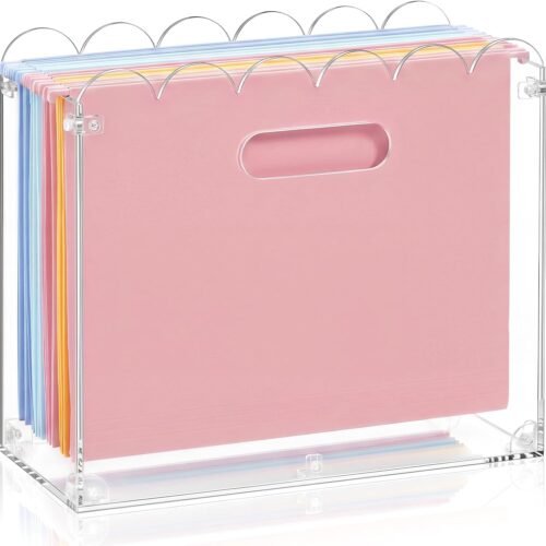 Clear Acrylic Hanging File Box with Scalloped Edge