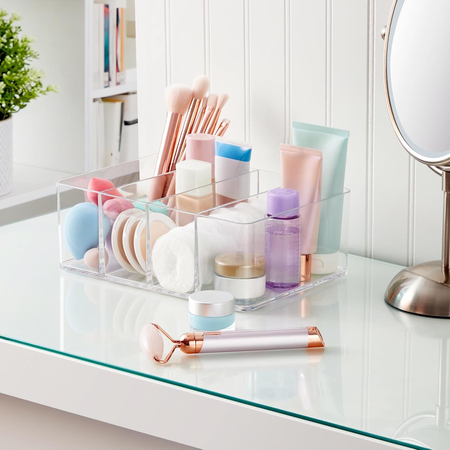 Rectangular Clear Plastic Organiser with Four Compartments - Image 2