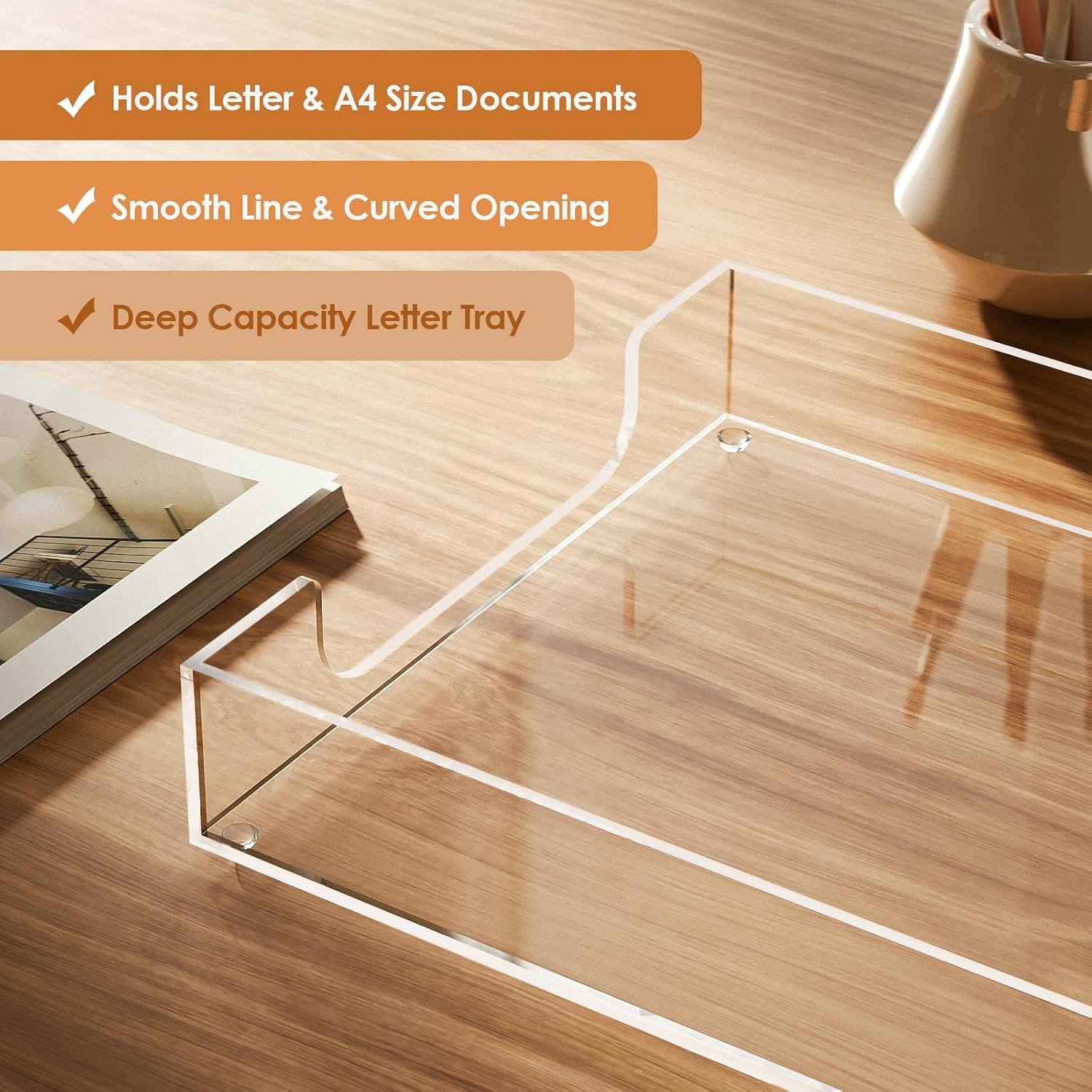 Acrylic Letter Tray for Documents and Notebooks - Image 2