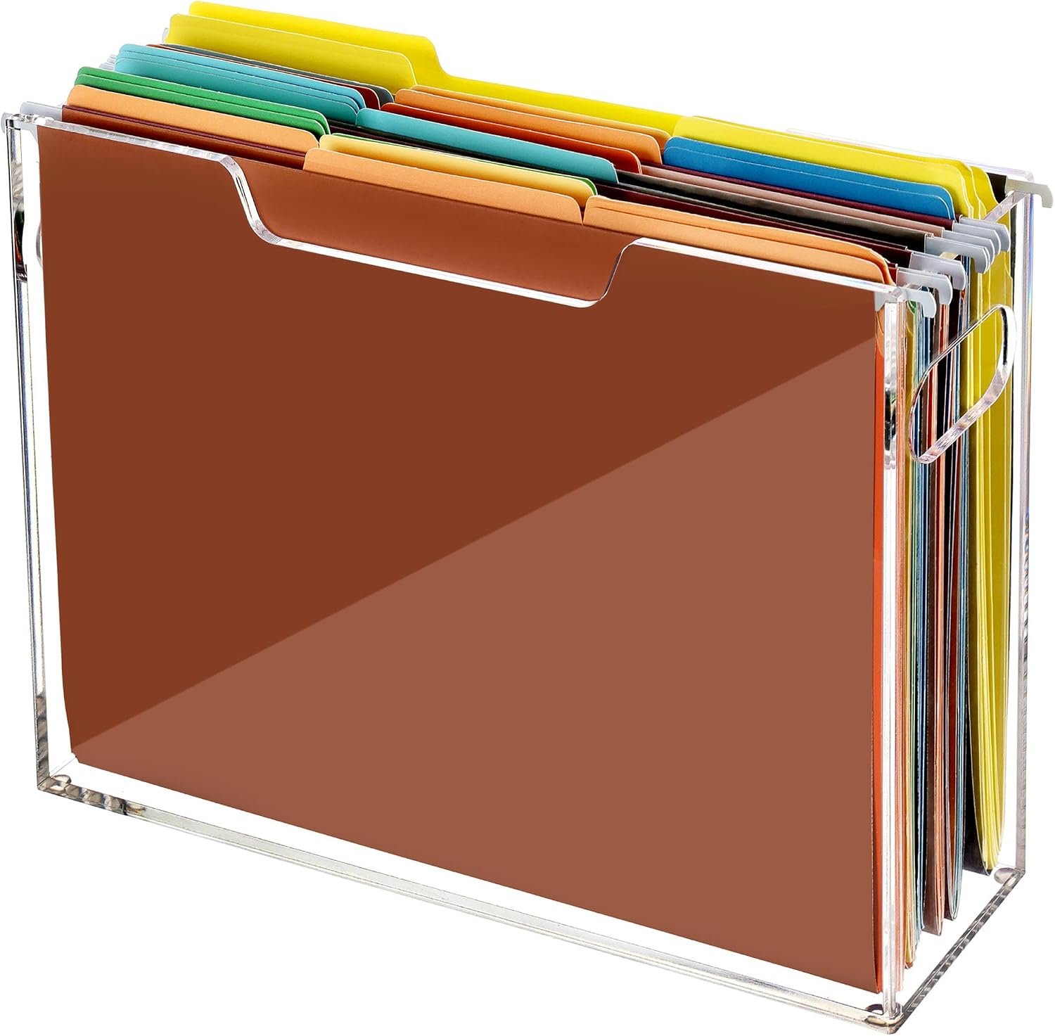 Clear Acrylic Hanging File Holder Box with Handles