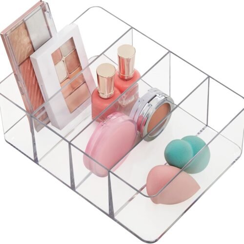 Rectangular Clear Plastic Organiser with Four Compartments