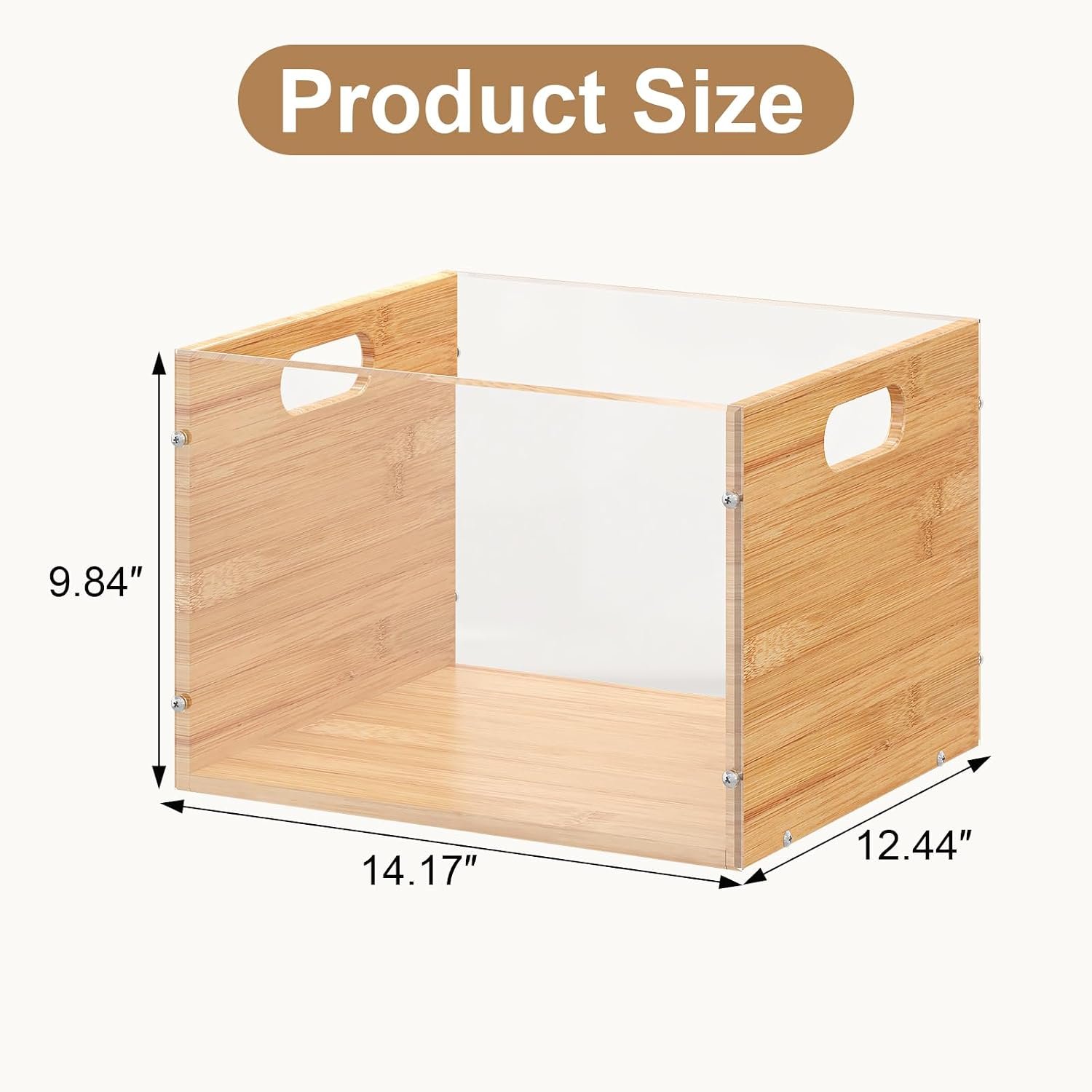 Clear Acrylic File Box with Bamboo Hanging Storage - Image 2
