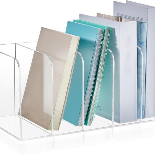 Clear Acrylic Magazine Holder with Vertical Compartments