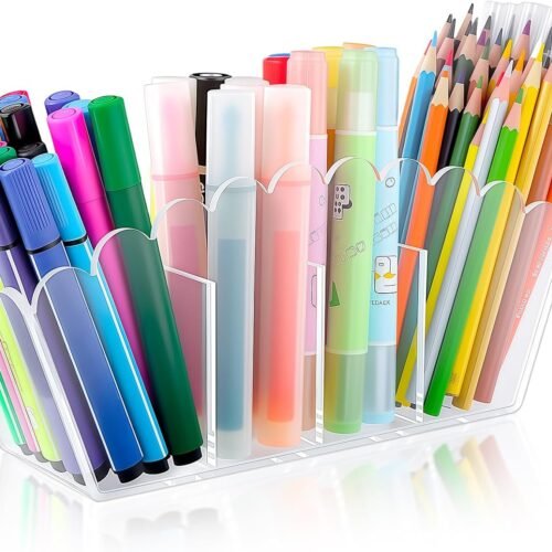 Scalloped Four-Compartment Acrylic Pencil Holder for Desks