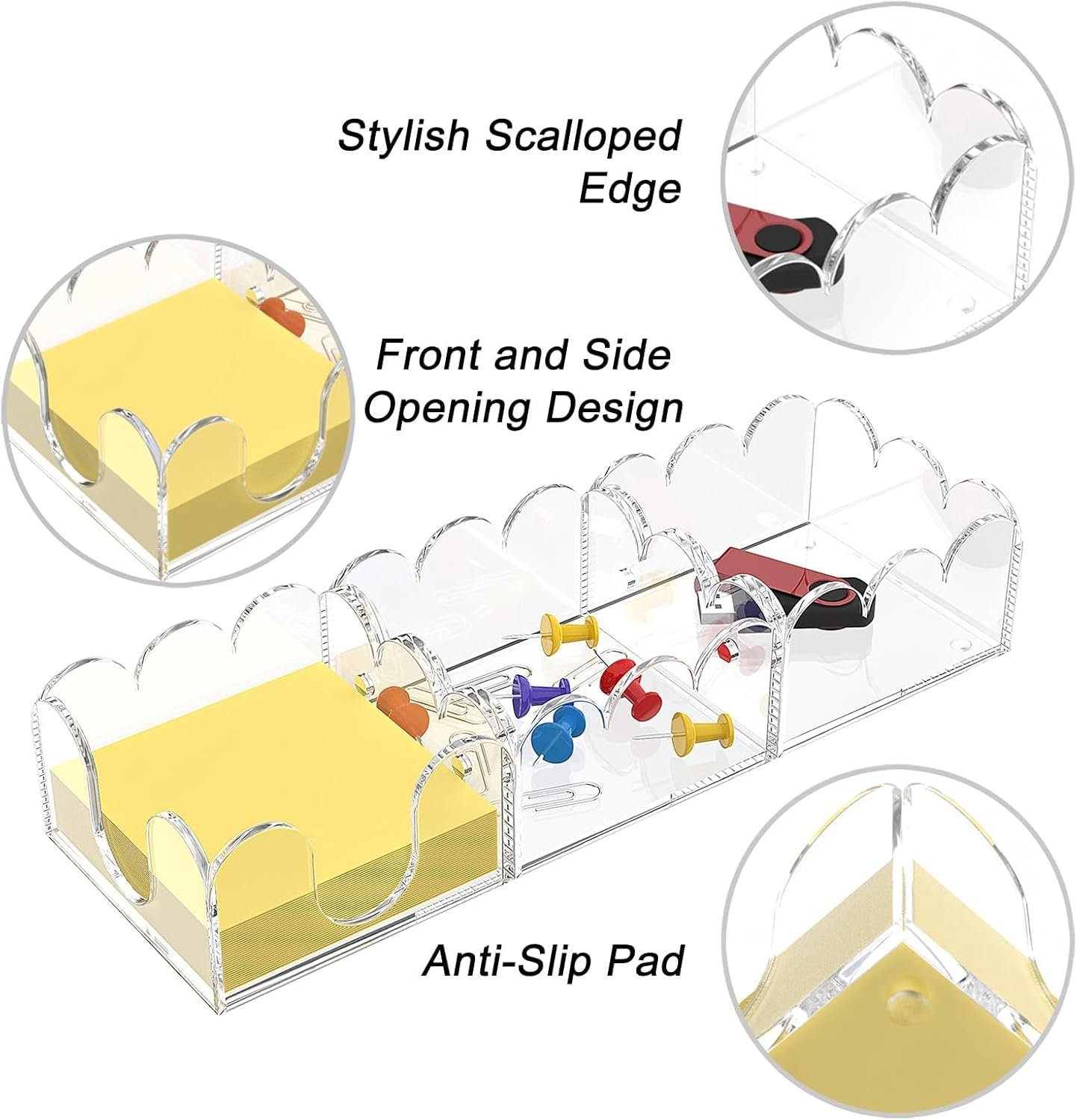 Three-in-One Acrylic Sticky Note Dispenser with Base - Image 2