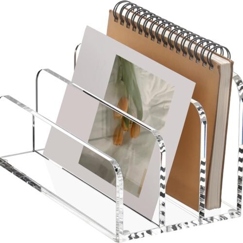 Laddered Three-Compartment Clear Acrylic Mail Sorter