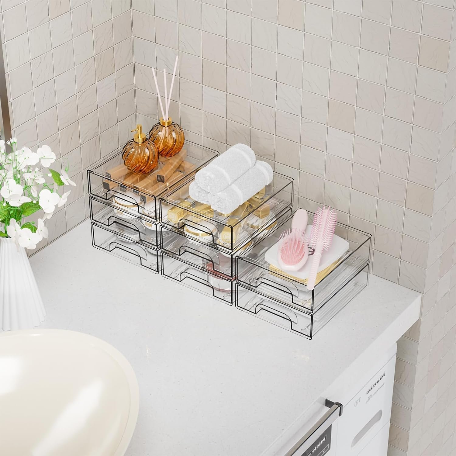 Eight-Pack of Stackable Acrylic Drawer Organisers - Image 2