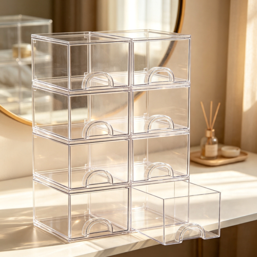 Eight-Pack Small Stackable Acrylic Storage Boxes