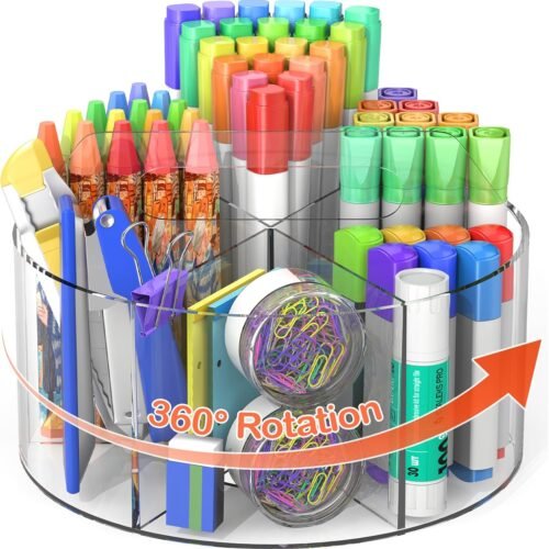 Rotating Acrylic Pen Organiser with Six Compartments