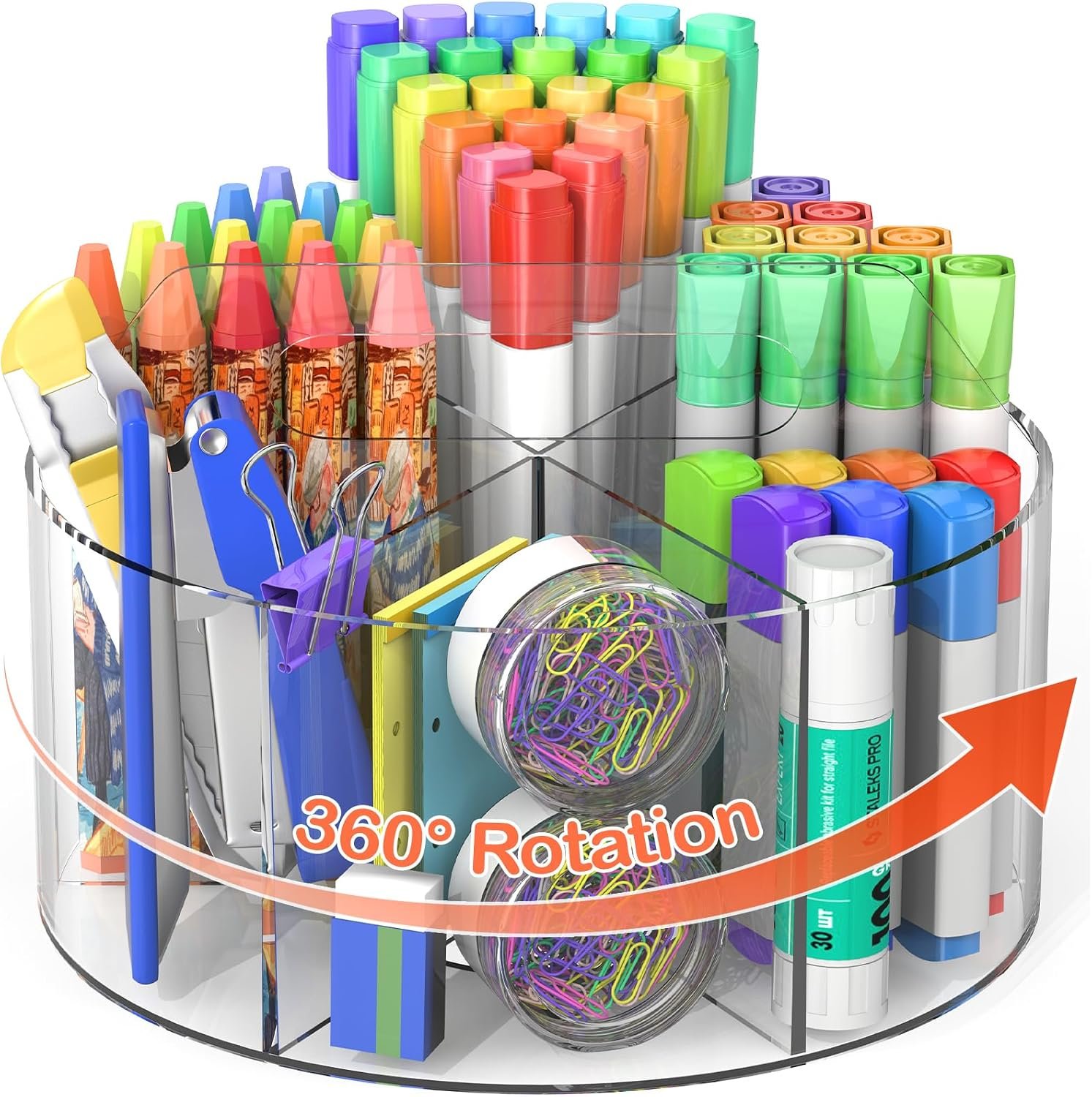 Rotating Acrylic Pen Organiser with Six Compartments